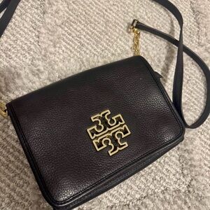 Tory Burch Black Crossbody Bag with Gold Accents